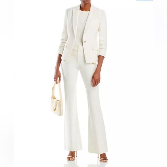 $365 Derek Lam 10 Crosby white gold button flare pants New - Picture 1 of 11